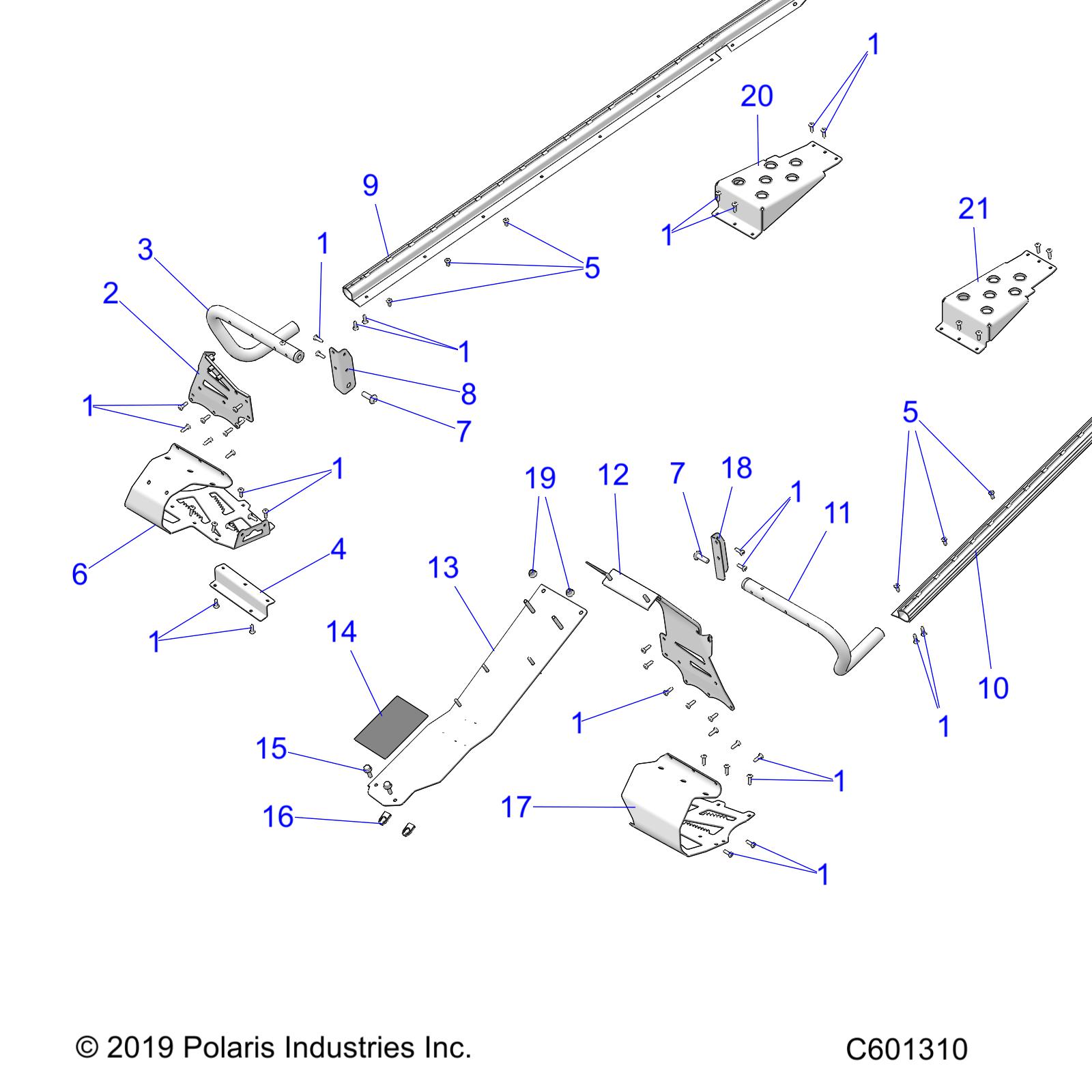 CHASSIS, CLUTCH GUARD, FOOTRESTS, TUNNEL GRIPS - S20CED5BSL/BSU (C601310)