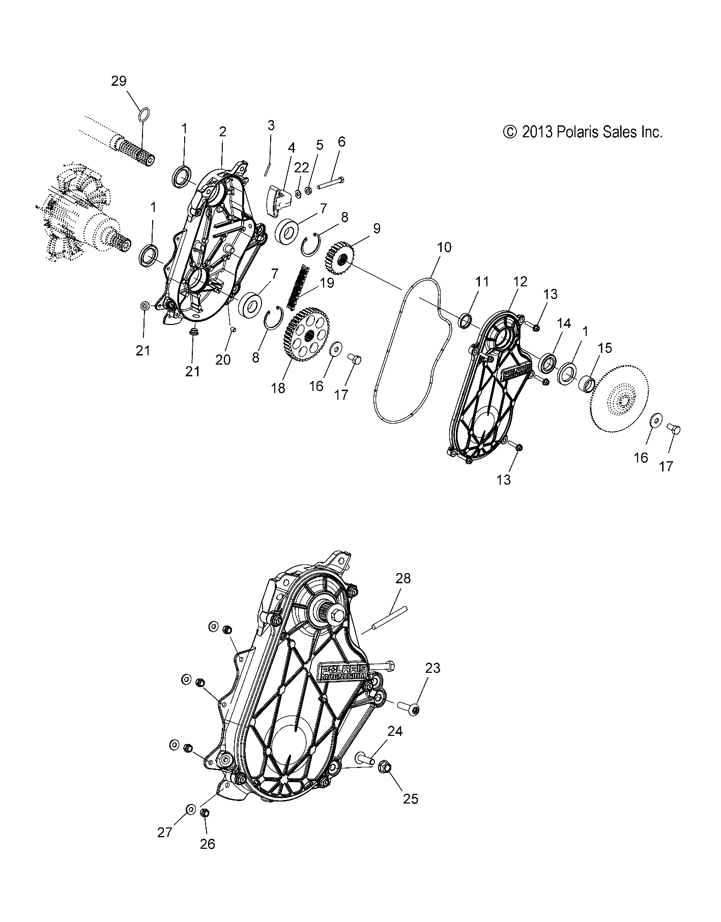 DRIVE TRAIN, CHAINCASE - S15CJ5BSL/BEL (49SNOWCHAINCASE14550)