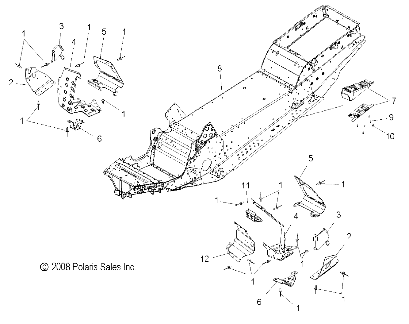 CHASSIS, ASM. and FOOTRESTS - S12PT7FSL (49SNOWCHASSIS09FSTRG)