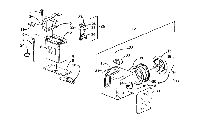 STORAGE BOX AND BATTERY ASSEMBLY