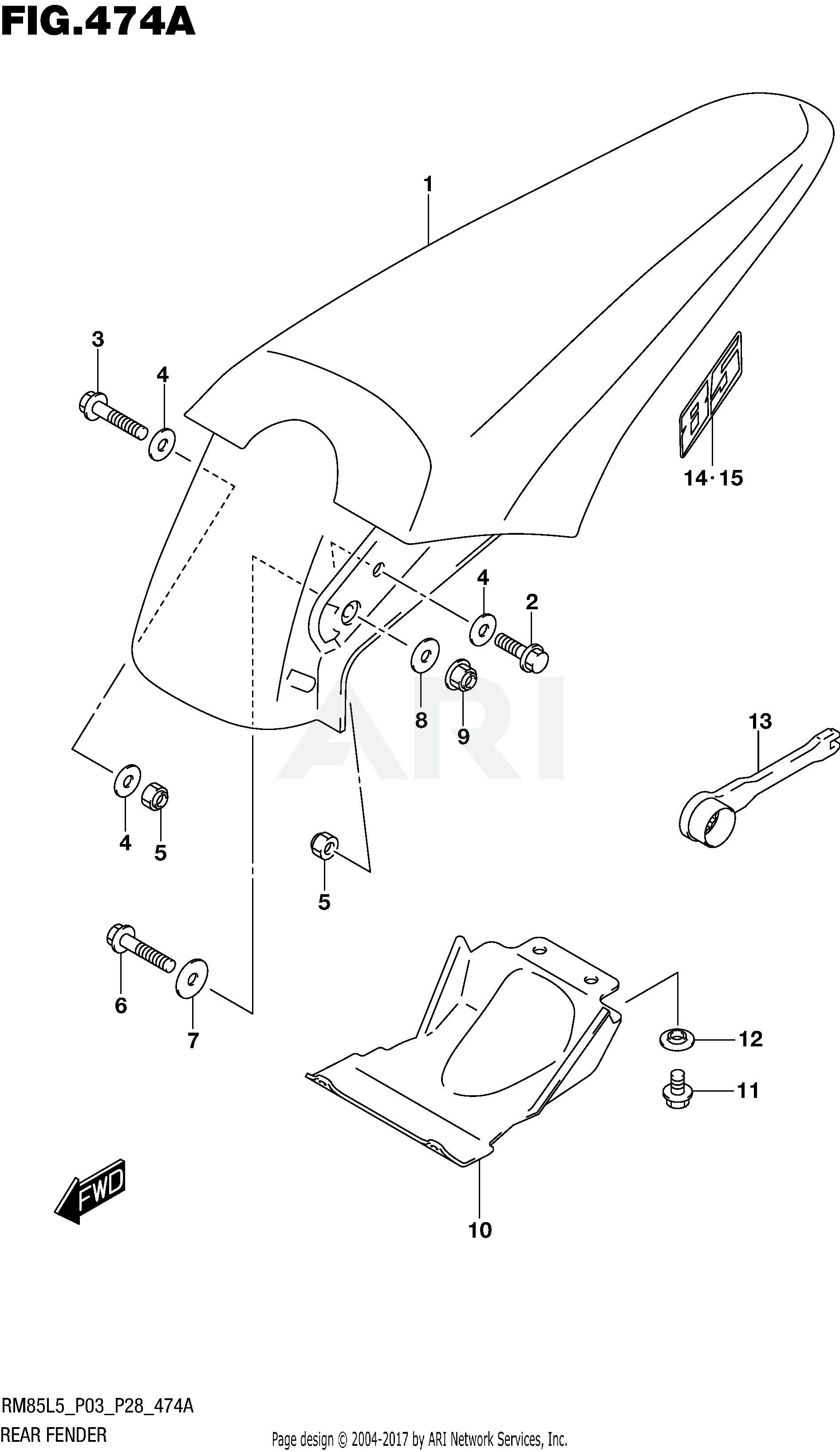 REAR FENDER (RM85L5 P03)