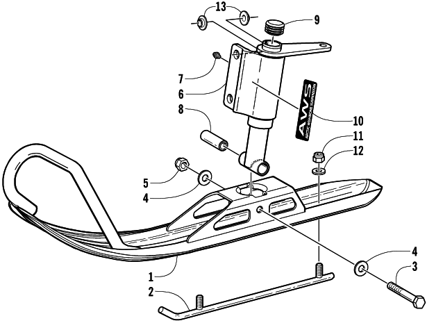 SKI AND SPINDLE ASSEMBLY