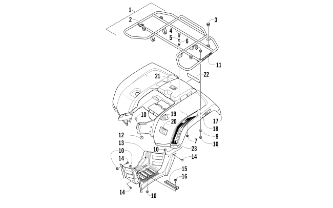 REAR RACK, BODY PANEL, AND FOOTWELL ASSEMBLIES