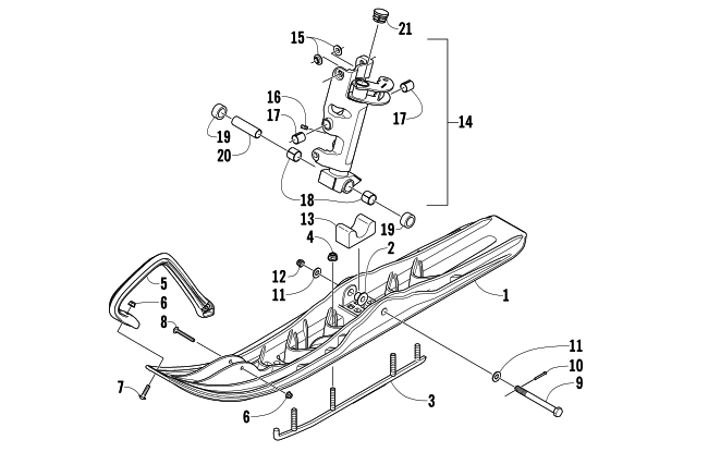 SKI AND SPINDLE ASSEMBLY