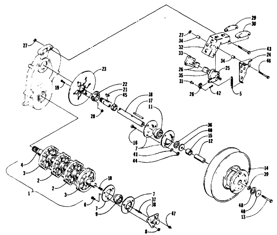 DRIVE TRAIN SHAFTS AND BRAKE ASSEMBLIES