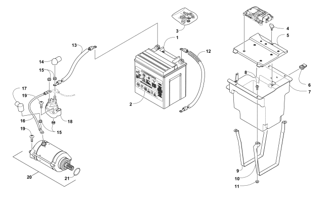 BATTERY AND STARTER MOTOR ASSEMBLY