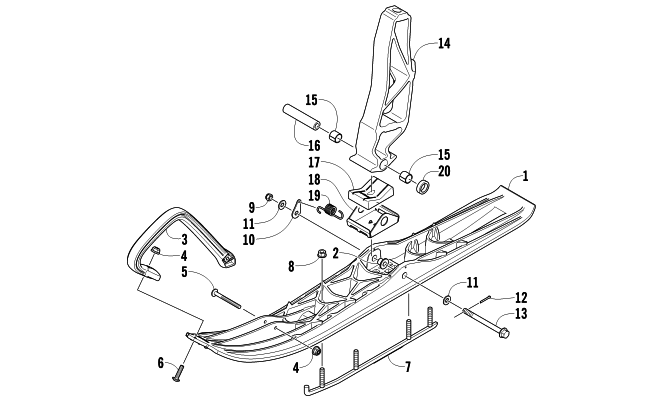 SKI AND SPINDLE ASSEMBLY