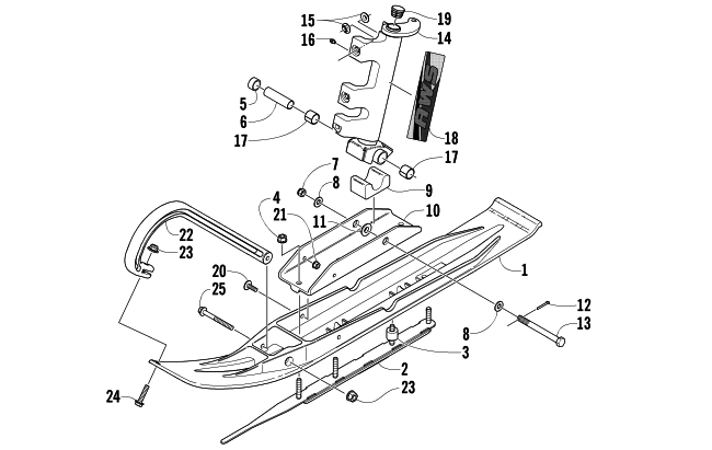 SKI AND SPINDLE ASSEMBLY