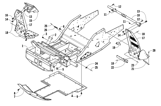 FRONT FRAME AND FOOTREST ASSEMBLY