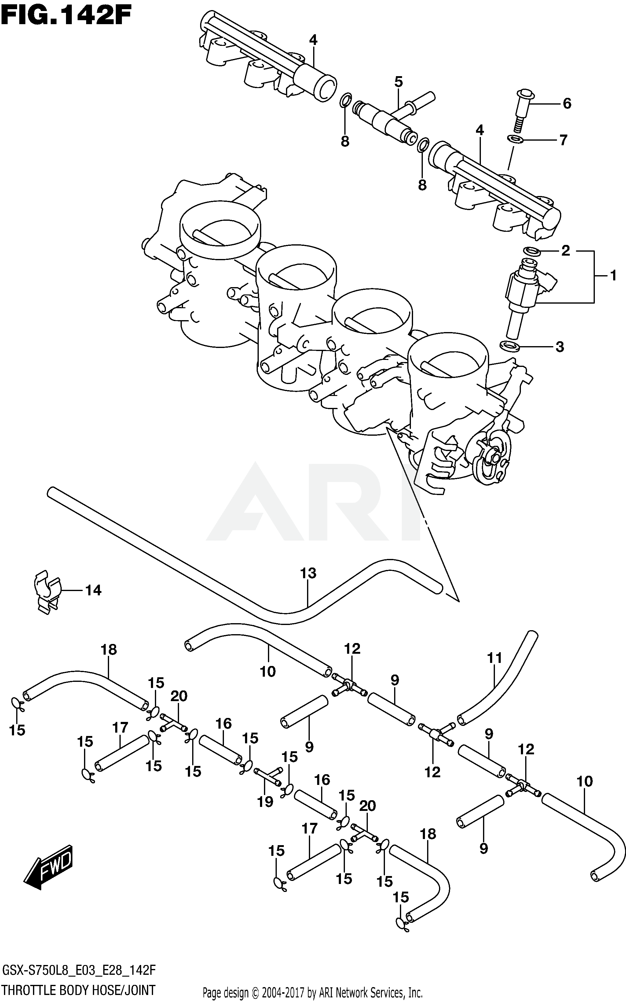 THROTTLE BODY HOSE/JOINT (GSX-S750AL8 E33)