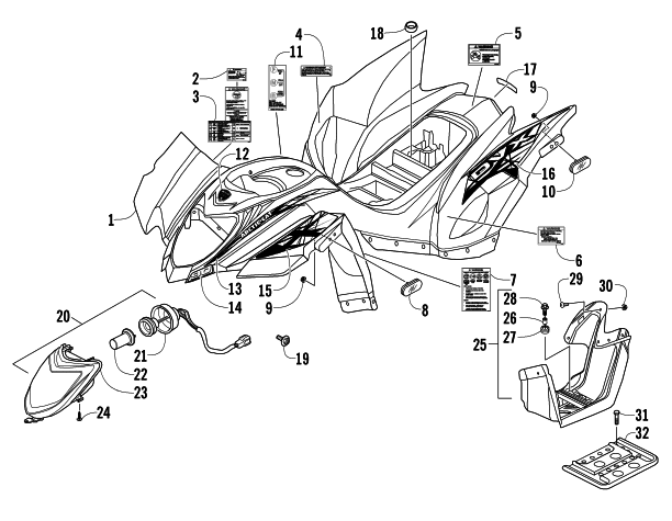 BODY PANEL AND HEADLIGHT ASSEMBLY