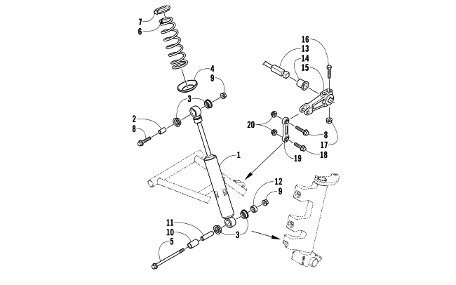 SHOCK ABSORBER AND SWAY BAR ASSEMBLY