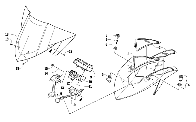 WINDSHIELD AND INSTRUMENTS ASSEMBLIES