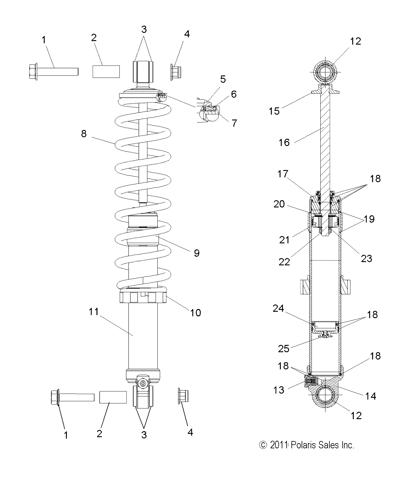 SUSPENSION, SHOCK, REAR (7043721) - S12BR8GSA/GSL (49SNOWSHOCKREAR7043721)