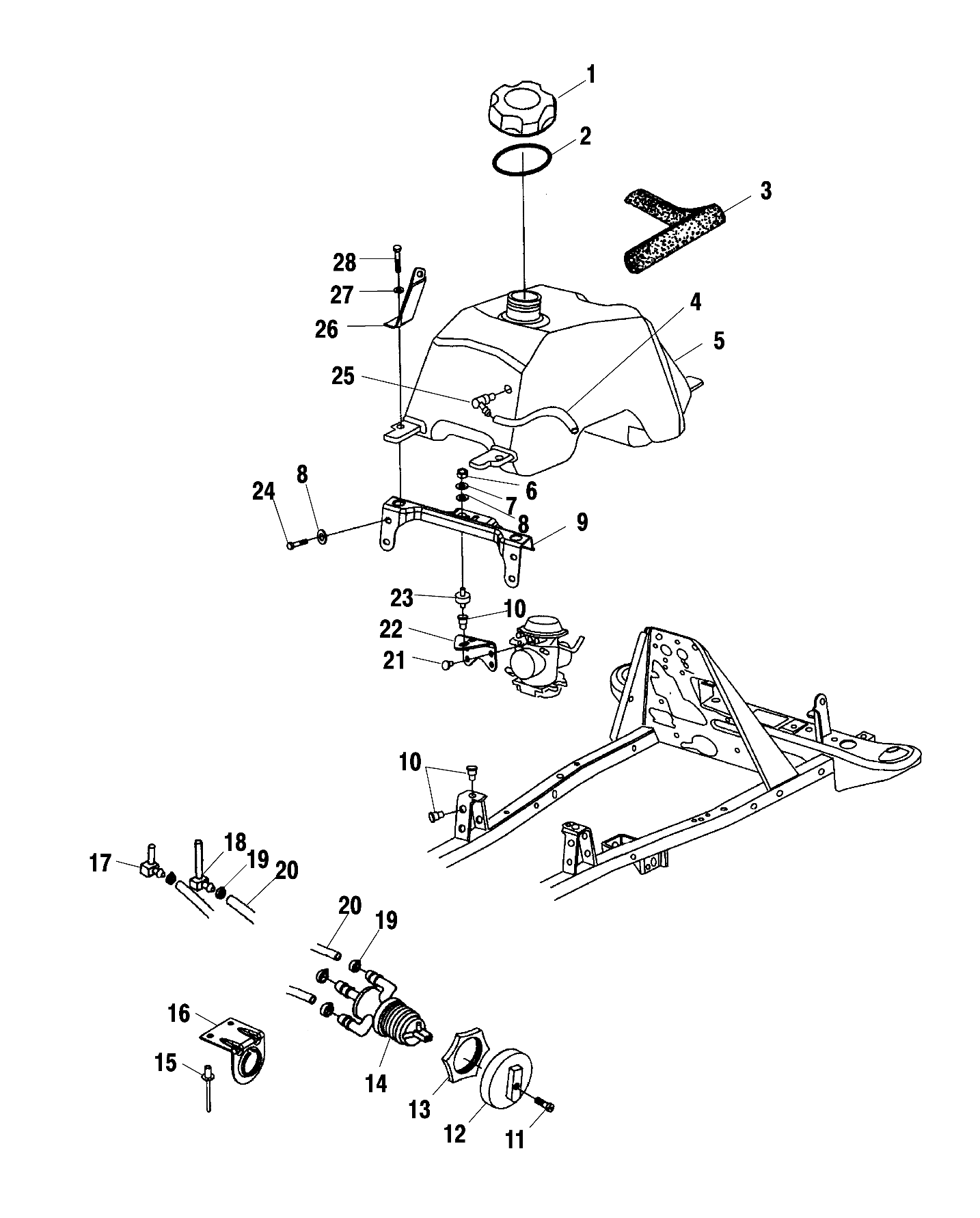 FUEL TANK and CARBURETOR MOUNTING - A02CD32AA/AB/AC/FB (4970147014B05)