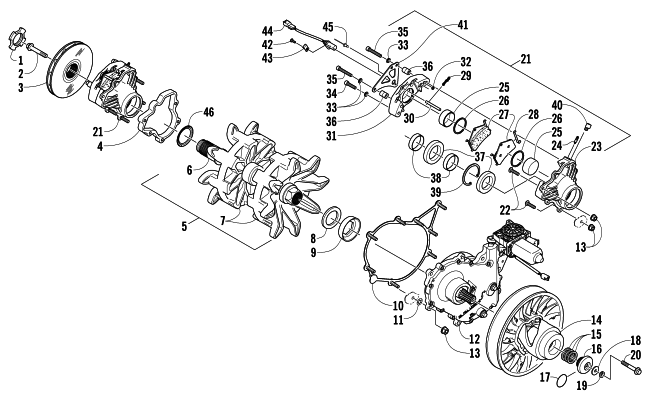 DRIVE TRAIN SHAFT AND BRAKE ASSEMBLIES