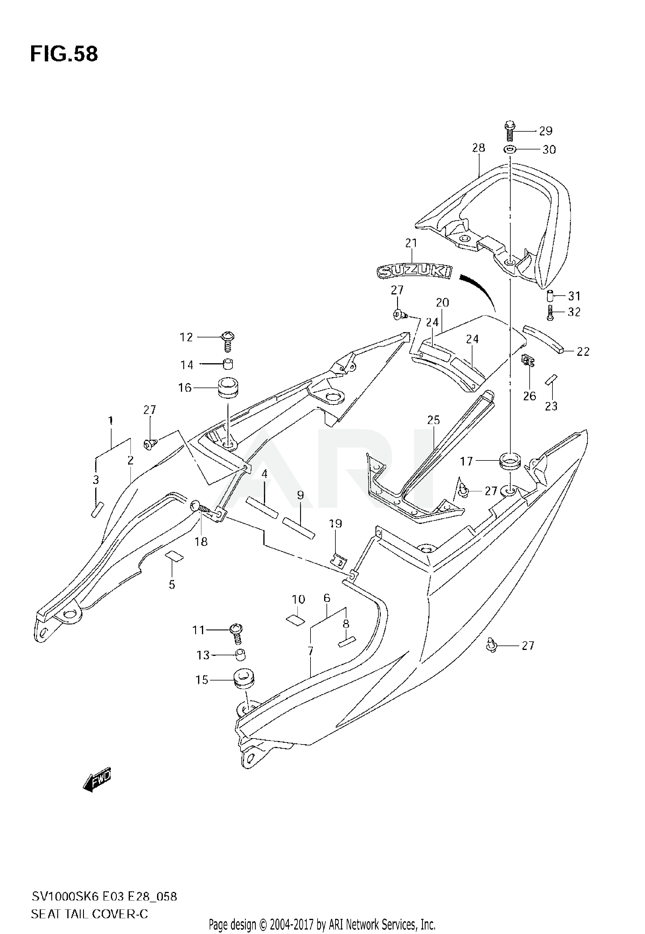 SEAT TAIL COVER (SV1000SK6/SK7)