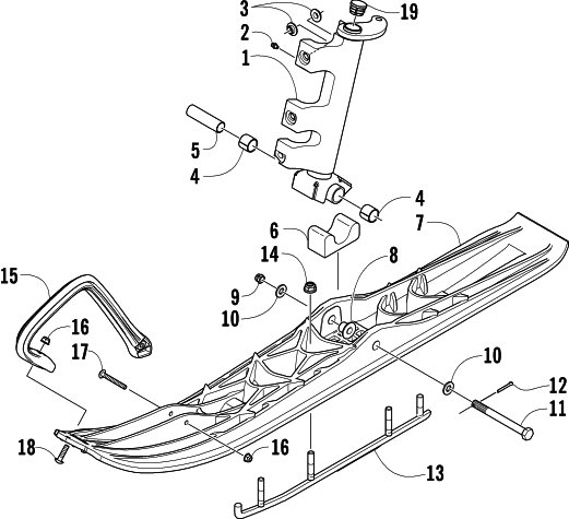 SKI AND SPINDLE ASSEMBLY