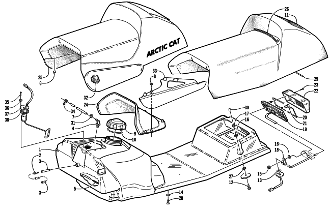 GAS TANK, SEAT, AND TAILLIGHT ASSEMBLY