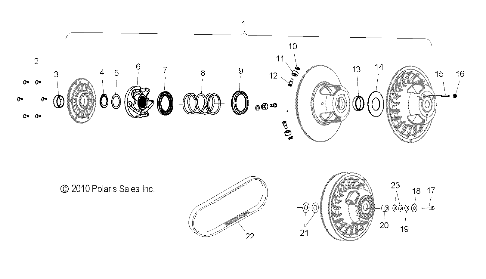 DRIVE TRAIN, CLUTCH, SECONDARY - S13SU4BEL (49SNOWDRIVENCLUTCH11WIDELX)