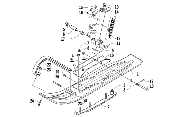 SKI AND SPINDLE ASSEMBLY