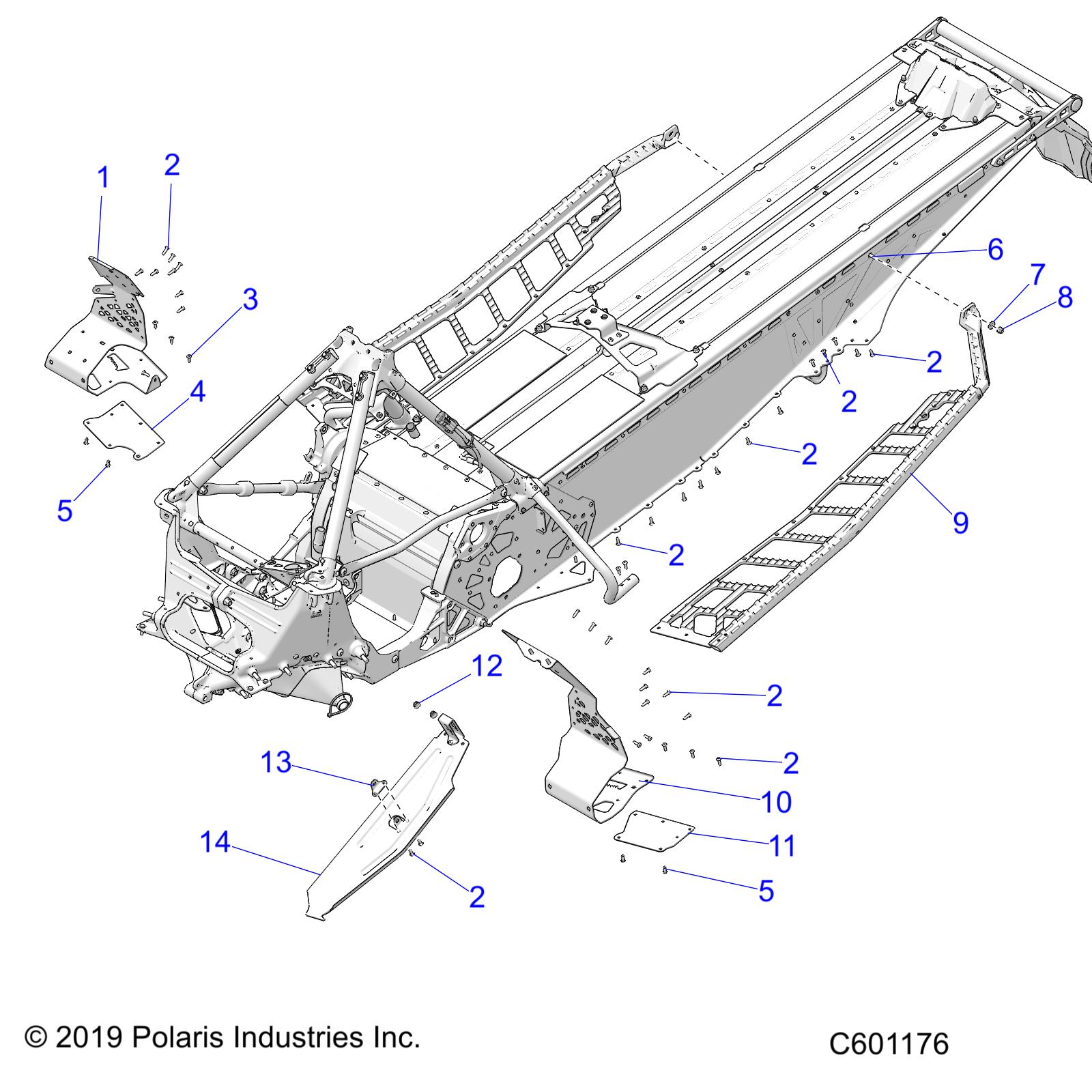 CHASSIS, CLUTCH GUARD, FOOTRESTS, and RUNNINGBOARDS - S20EEC8RS/8RE ALL OPTIONS (C601176)