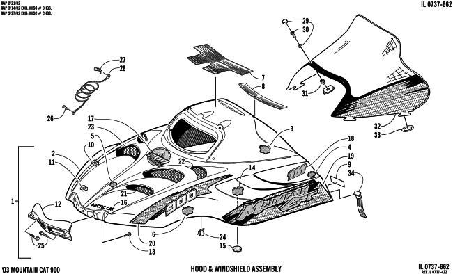 HOOD AND WINDSHIELD ASSEMBLY