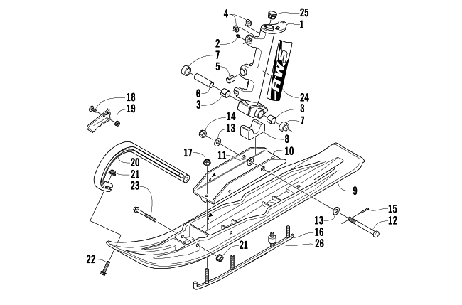 SKI AND SPINDLE ASSEMBLY