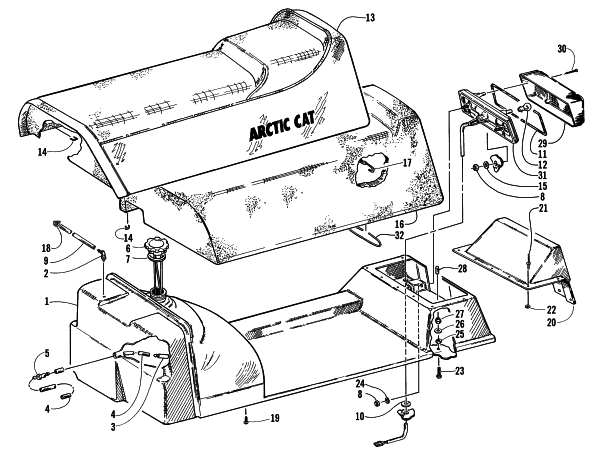 GAS TANK AND SEAT ASSEMBLIES