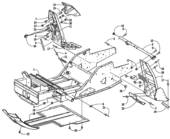 FRONT FRAME AND FOOTREST ASSEMBLY