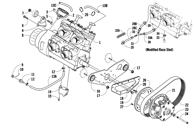 ENGINE AND RELATED PARTS