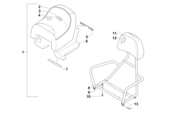 PASSENGER SEAT AND BACKREST ASSEMBLY