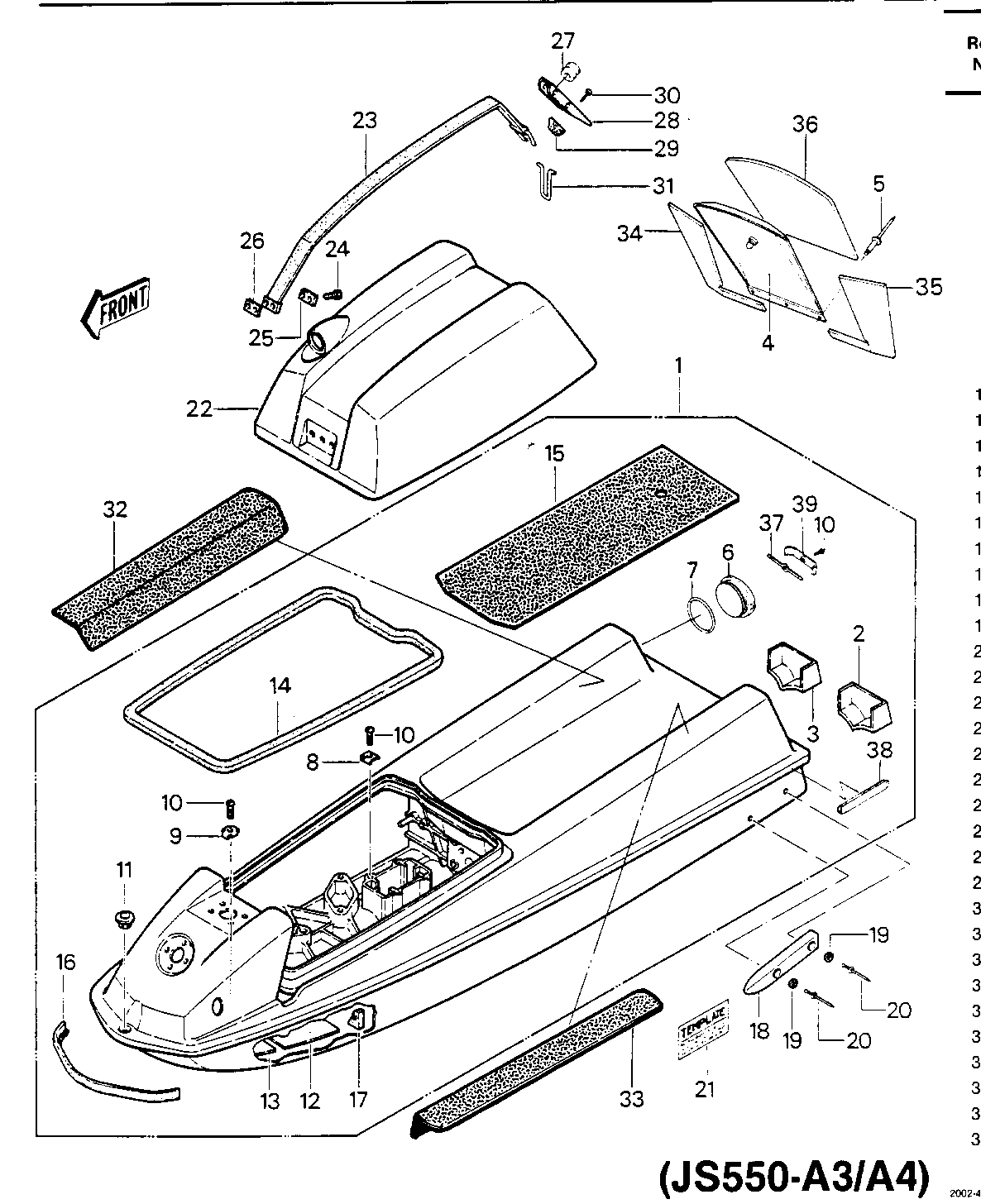 HULL/ENGINE HOOD (JS550-A3/A4)