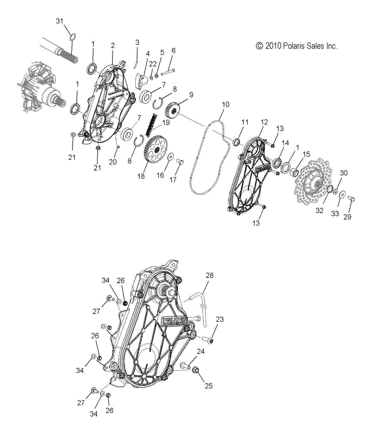 DRIVE TRAIN, CHAINCASE - S12BR8GSA/GSL (49SNOWCHAINCASE12800SB)