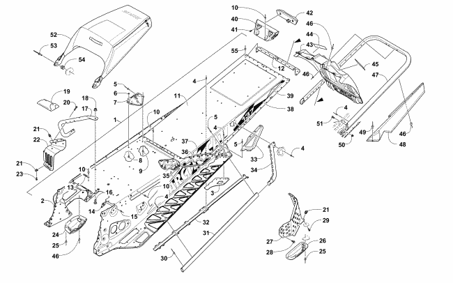 TUNNEL, REAR BUMPER, AND SNOWFLAP ASSEMBLY