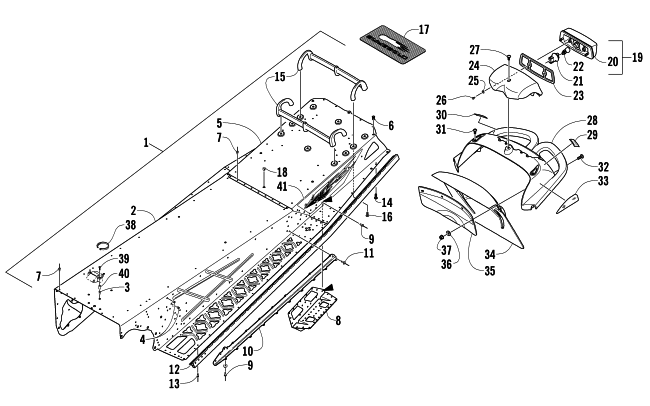 TUNNEL, REAR BUMPER, AND TAILLIGHT ASSEMBLY