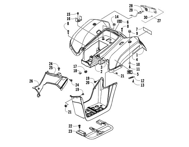 REAR BODY PANEL AND TAILLIGHT ASSEMBLIES