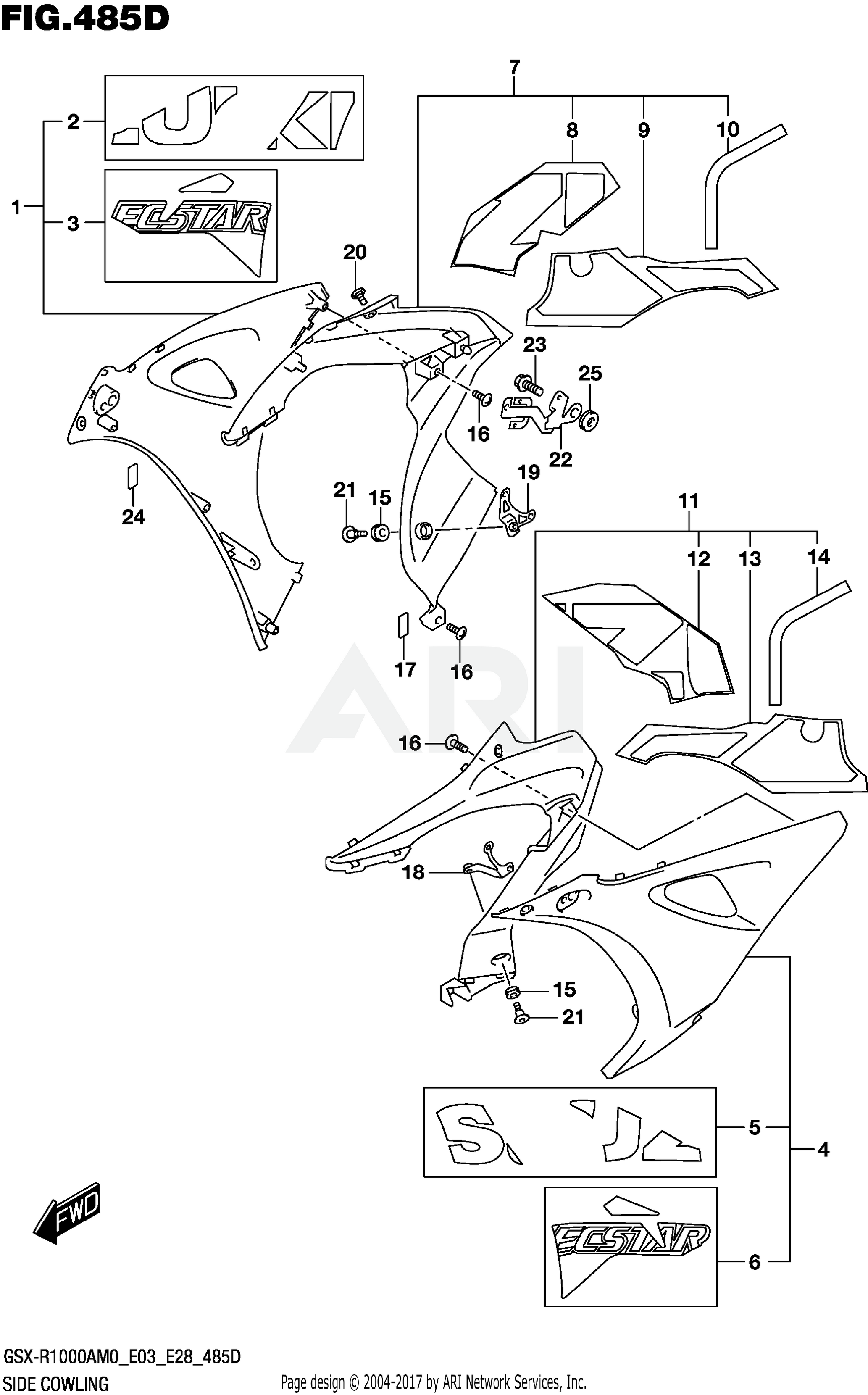 SIDE COWLING (GSX-R1000RA)(SEE NOTE 1) 485D