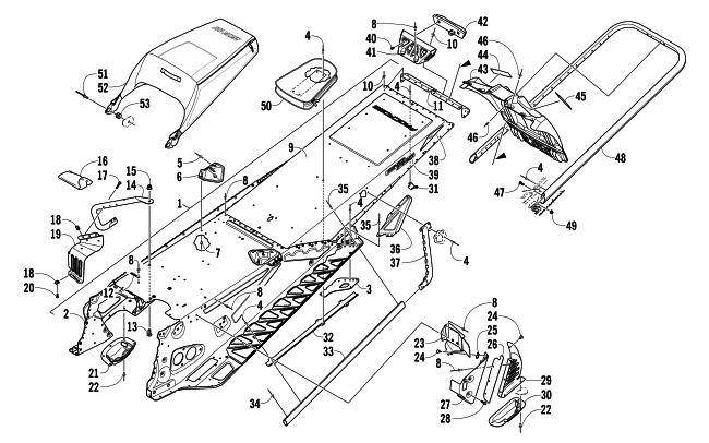 TUNNEL, REAR BUMPER, AND SNOWFLAP ASSEMBLY