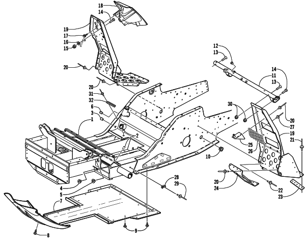 FRONT FRAME AND FOOTREST ASSEMBLY