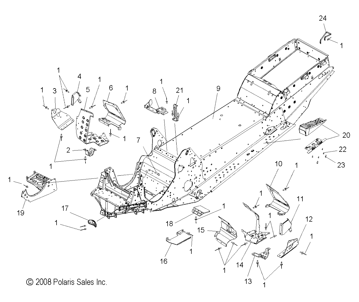 CHASSIS, FOOTREST, DRIVER and PASSENGER - S15PT6HSL/HEL (49SNOWCHASSIS09600TRG)