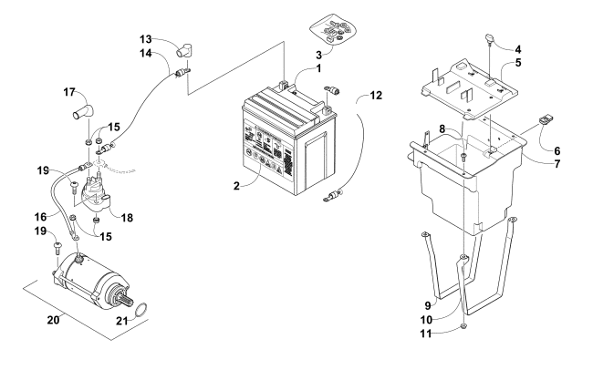 BATTERY AND STARTER MOTOR ASSEMBLY