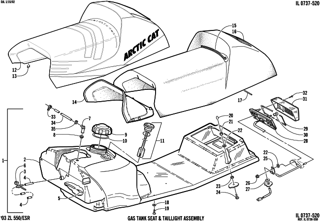 GAS TANK, SEAT, AND TAILLIGHT ASSEMBLY