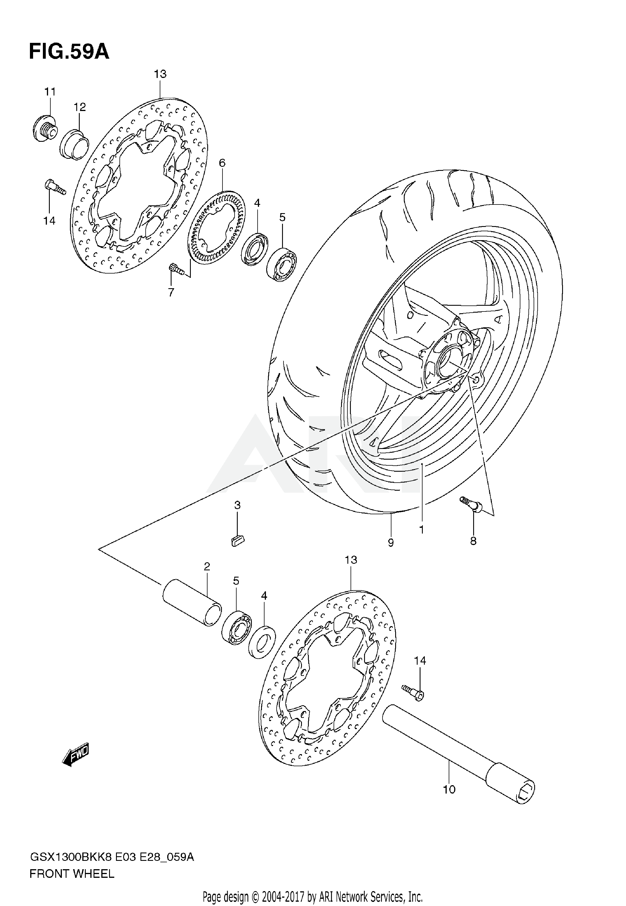 FRONT WHEEL (GSX1300BKAK8/AK9)