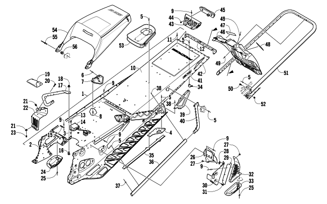 TUNNEL, REAR BUMPER, AND SNOWFLAP ASSEMBLY