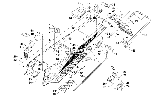 TUNNEL, REAR BUMPER, AND SNOWFLAP ASSEMBLY