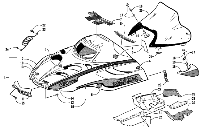 HOOD AND WINDSHIELD ASSEMBLY