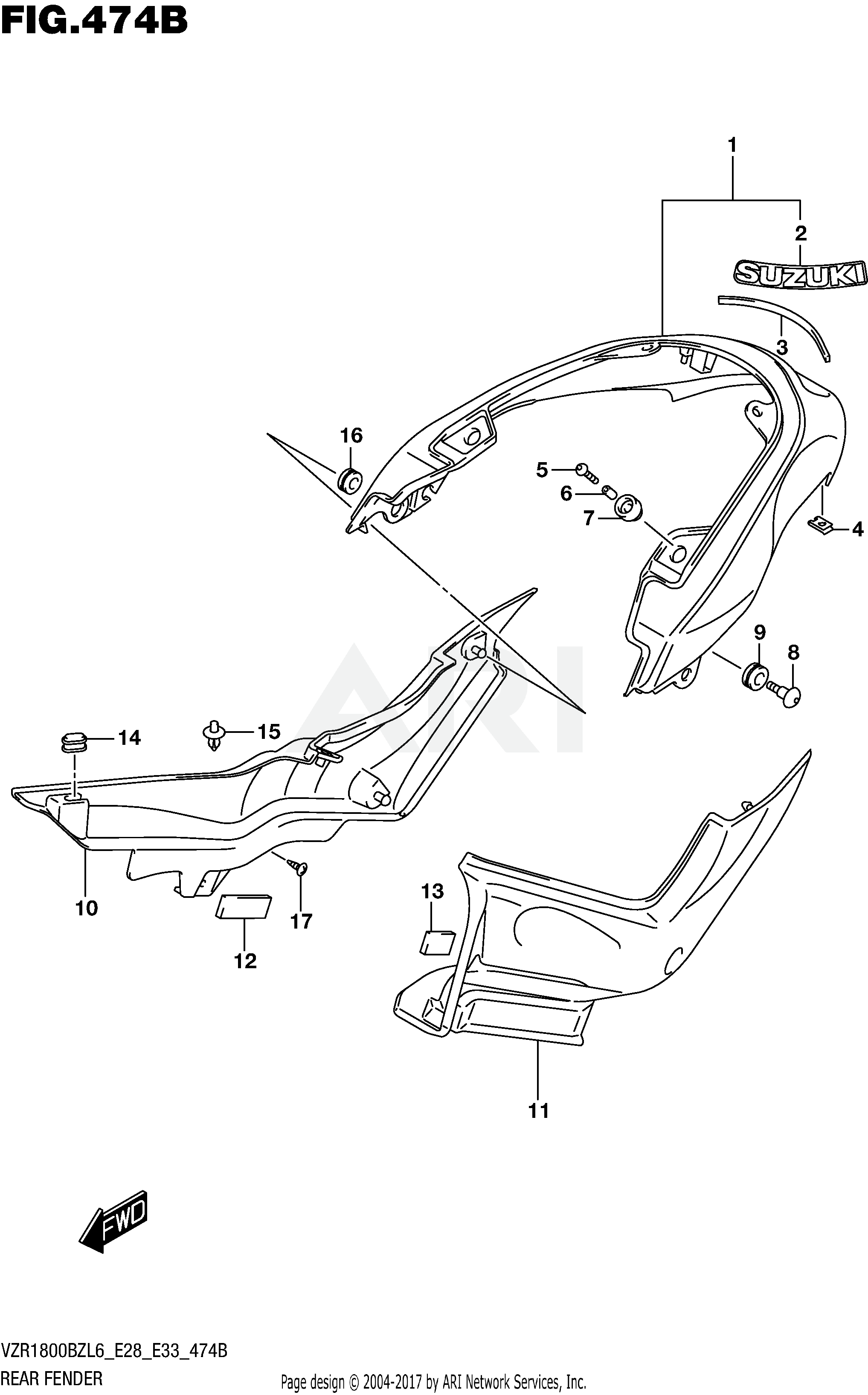 REAR FENDER (FOR PGZ)  (VZR1800BZL6 E28)