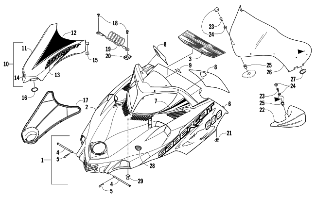 HOOD AND WINDSHIELD ASSEMBLY