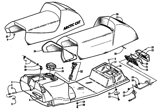 GAS TANK, SEAT, AND TAILLIGHT ASSEMBLY